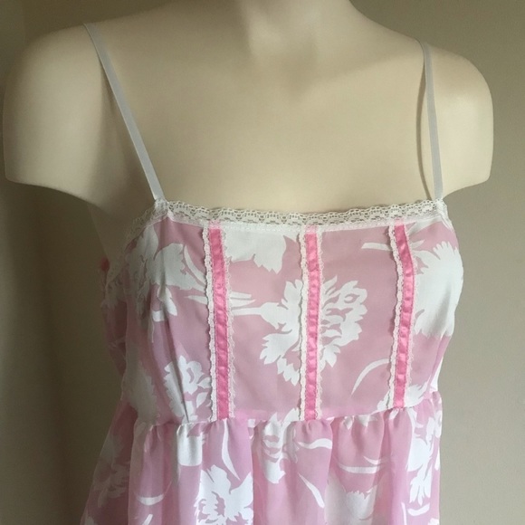 Vintage Pink Floral Night Gown Robe Set Ribbon Lace Lingerie Made in England - Picture 6 of 12